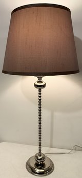 Slim beaded metal - polished nickel finish Table Lamp w/ Fabric Shade in Naperville, Illinois