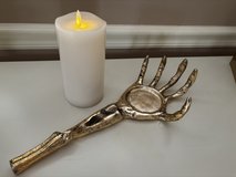 Gold Skeleton Hand Candle Holder in Plainfield, Illinois