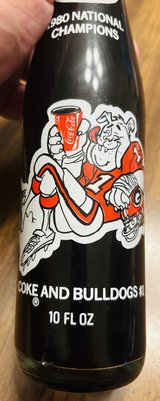 Vintage Commemorative Georgia Bulldogs 1980 National Championship 10 oz. Coca-Cola Bottle in Perry, Georgia