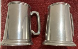 Set of 2 Vintage MCM English Pewter Tankards (1 w/ glass bottom) - 1 pint Mug / Tankard in Naperville, Illinois