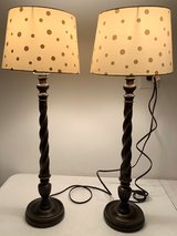 Set of Two 28"H Table Lamps - Antiqued Brown base/body - Fabric Shade in Joliet, Illinois