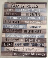 Like New! Canvas Wall Art - Family Rules - Love Have Fun Believe ... 16" x 20"H in Westmont, Illinois