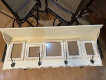 Shabby chic wall mounted coat rack with shelf and picture frames in Okinawa, Japan