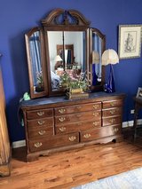 Wood Dresser with Tri-Fold Mirror in Chicago, Illinois