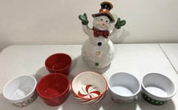 New & Like New Christmas Ramekin Set - Dip Bowl & 10" Snowman Holiday Decor Bundle *$10 takes ALL* in Bolingbrook, Illinois