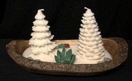 New! Christmas tree - 3 Scented Soy Candle in olive wood bowl - homemade Holiday Decor in Bolingbrook, Illinois