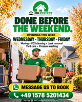Openings This Week: Moving, PCS Cleaning, Junk Removal, Yard Care in Ramstein, Germany