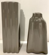 Like New! Set of 2 Gray Ceramic Vases for dry flower arrangements (14" & 11.5"H) in Joliet, Illinois