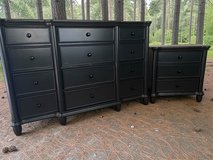 Huge Hamilton Dresser & Nightstand 2pc Bedroom Set Solid Wood Black Satin 12 Drawers New in Houston, Texas