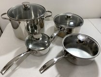8pc Stainless Wolfgang Puck Cookware Stock Pot - pans & lids Set *EUC* in Naperville, Illinois