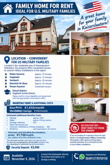SPACIOUS FAMILY HOME FOR RENT IN KAISERSLAUTERN-ERLENBACH, GERMANY in Ramstein, Germany