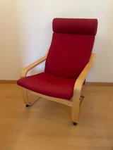 IKEA POÄNG ARMCHAIR – RED CUSHION & LIGHT WOOD FRAME in Stuttgart, GE