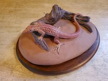 Whiptail Lizard Statue With Wooden Base in Alamogordo, New Mexico