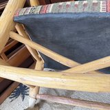 Unique handcrafted rustic wooden rocking chair with an unusual rawhide/leather-wrapped construct... in 29 Palms, California