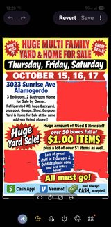 Huge multi-family yard sale Thursday, Friday,Saturday in Alamogordo, New Mexico