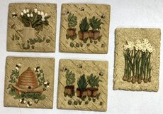 Like New! Wall 3D Plaque Art - 5pc retired Cheri Blum - Garden Flowers Bees Butterflies in Bolingbrook, Illinois