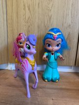 Pair of Shimmer & Shine Dolls with Unicorn – Good Condition in Ramstein, Germany