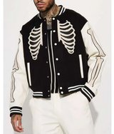 Skeleton Varsity Jacket – Bold Wool and Leather Streetwear in Barstow, California