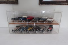 Lot of 12 1/43 Scale Diecast Collector Cars with 2 Level Display Case/Stand in Glendale Heights, Illinois