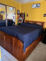 Full size captain bed oak w/mattress in Bolingbrook, Illinois