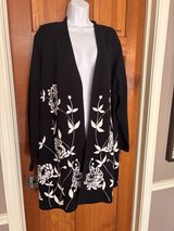 Alfani Women’s Long Black with White Flowers Cardigan - 2X in Aurora, Illinois