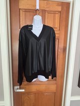 New Women’s DKNY Black Faux Leather & Knit Top in Naperville, Illinois