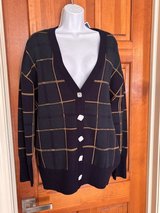 New XL Tahari Blue & Green Plaid Cardigan with Rhinestone Buttons in Naperville, Illinois