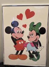 Vintage Framed Mickey & Minnie Mouse Love Hearts Walt Disney Productions in Las Cruces, New Mexico