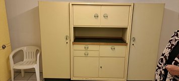 1950s Vintage Kitchen Cabinet with Glass Storage Bins and Matching Cabinet in Ramstein, Germany