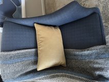 Haverty’s Blue chair, throw and pillow in Fort Benning, Georgia