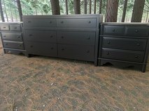 Large Ethan Allen Dresser & Nightstands 3pc Bedroom Set Solid Wood Black Satin New in Kingwood, Texas