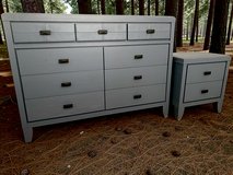 Large Dresser & Nightstand Solid Wood 61x20x44 9 Drawers Slate Blue Satin New in Kingwood, Texas
