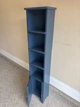 Narrow Blue Wooden Shelf with Cabinet in Kingwood, Texas