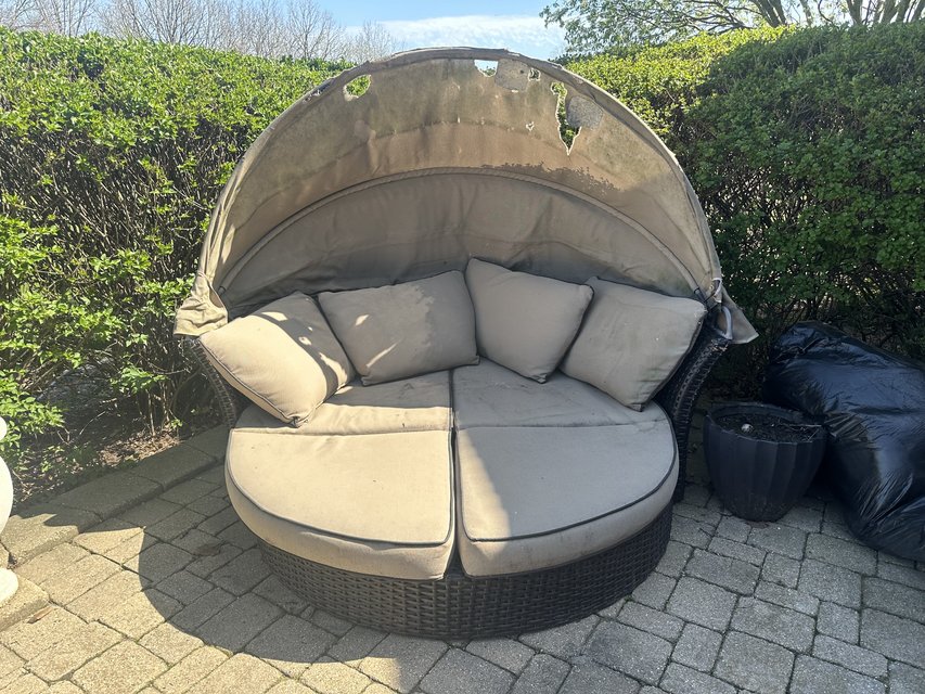 Outdoor Daybed Patio Furniture Brown Rattan Lawn & Garden for sale on