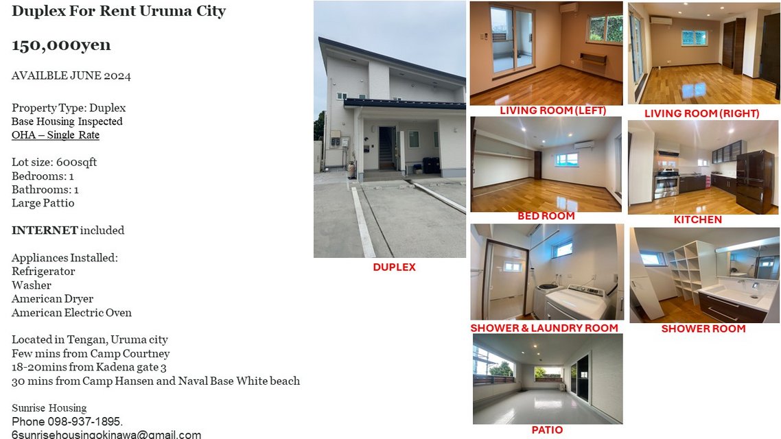 DUPLEX RENTAL URUMA CITY Housing & Real Estate for sale on Okinawa bookoo!