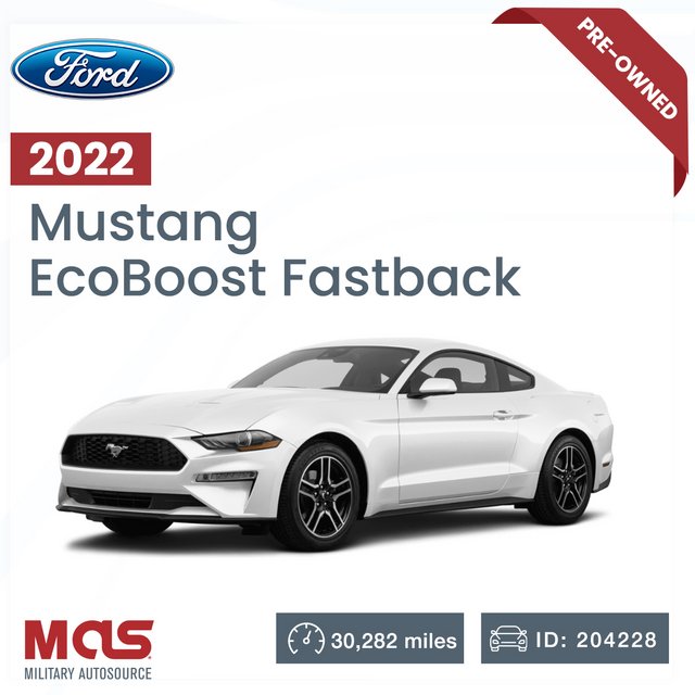 2022 White Ford Mustang EcoBoost Fastback Cars & Trucks By Dealer