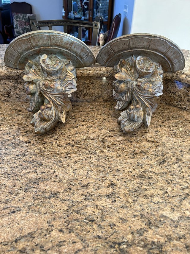 Pair of ornate decorative large wall shelfs in Aurora