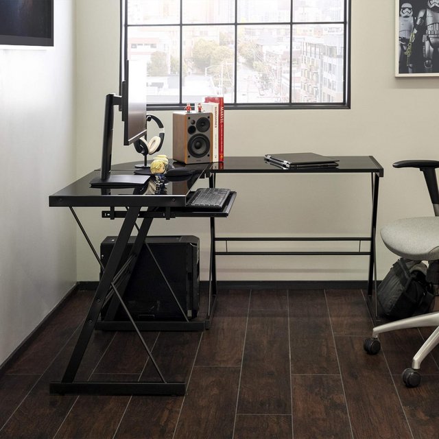 Home Office Desk LShaped GlassTop Furniture Home by owner for