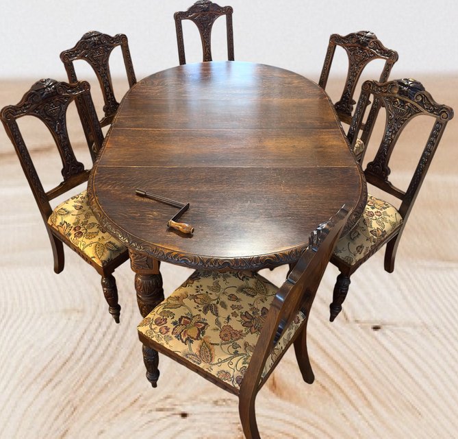 Victorian (Circa 1880) Oak Dining Table with original porcelain casters