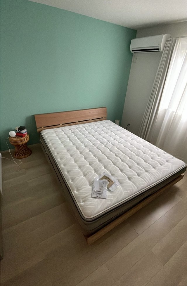 NITORI Queen Wooden Bedframe & Lux Mattress Furniture Home by