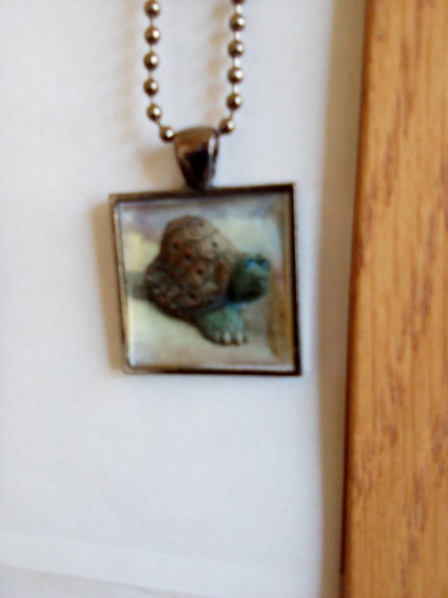 Altered Wearable Art TORTOISE Pendant Necklace or use on a Keyring Handcrafted in 29 Palms