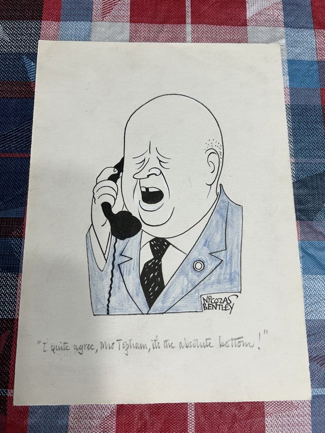 Nicolas Bentley Lithograph - Mr Topham I Quite Agree - Political Cartoon in Aurora