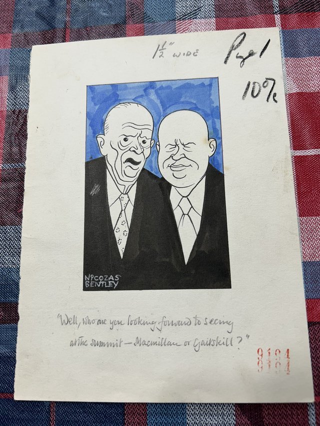 Nicolas Bentley Lithograph - MACMILLAN OR GAITSKIL - Political Cartoon in Plainfield
