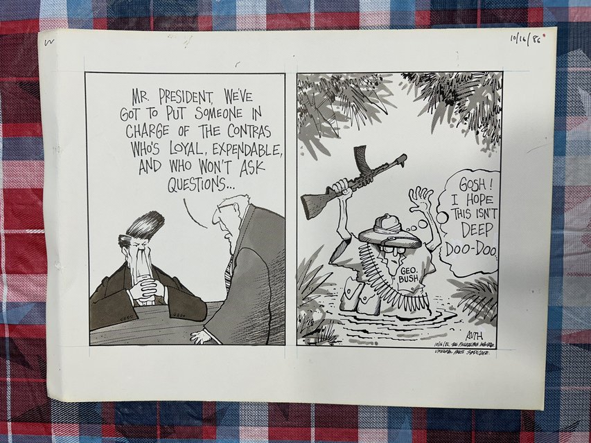 Tony Auth Lithograph - Reagan/Bush Contras  - Political Cartoon in Aurora