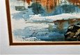 Original Watercolor Grizzly Bear Landscape Painting / Barn Wood Frame ~ Signed E Sweet in Aurora